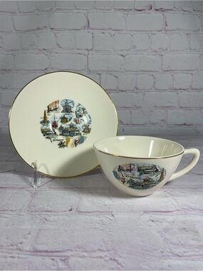 Vintage Vermont Landmarks Souvenir Down-East Novelties Teacup and Saucer Set
